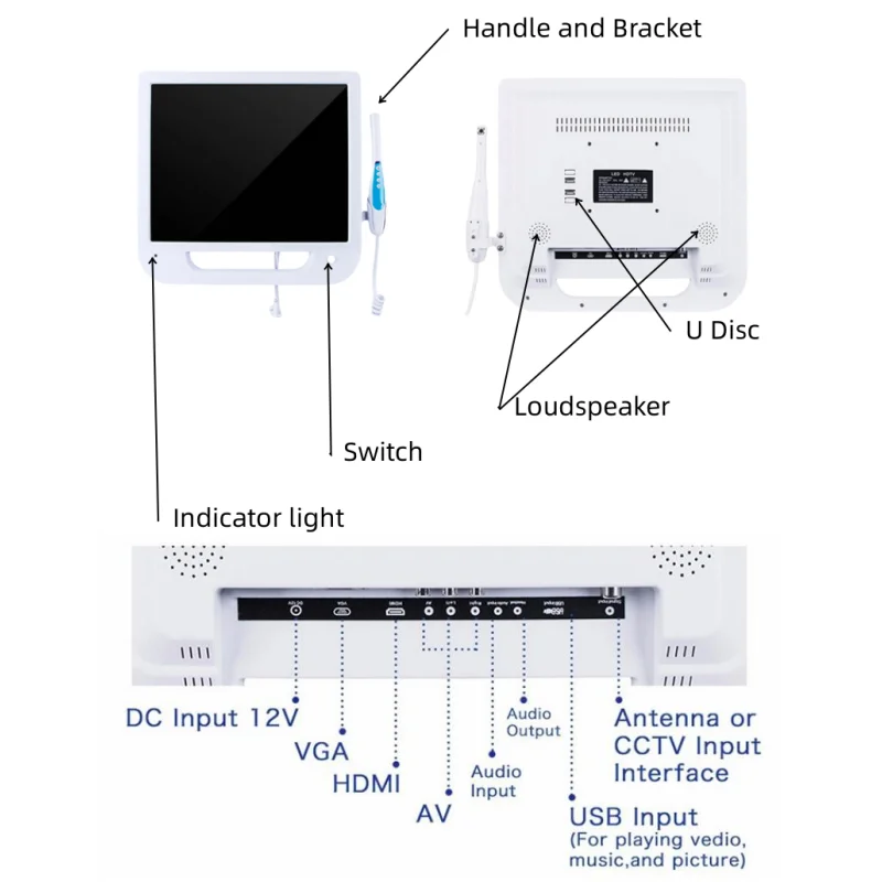 Cámara Intraoral Dental Todo en Uno JUMTOP, Monitor LCD Digital de 17 Pulgadas con Soporte de Brazo