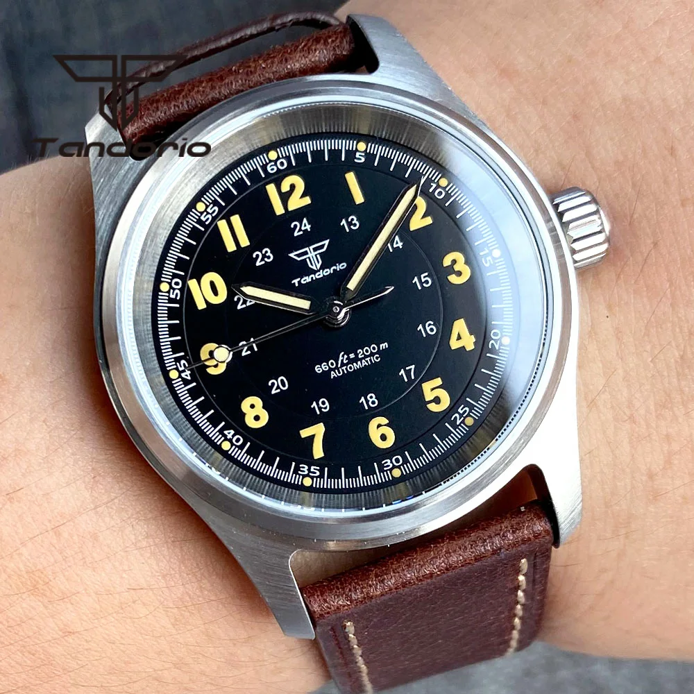 Tandorio 36mm moda 20BAR reloj piloto de buceo automático para hombres señoras NH35/PT5000/Miyota8215 Movt reloj de pulsera de zafiro verde Lume