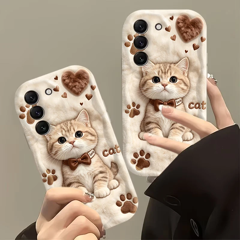 Funda con estampado 2D de gato de dibujos animados para Samsung Galaxy A17 A37 A57 A56 A55 A54 A27, Funda para S26 S25 Ultra S24 S23 FE S22 Plus