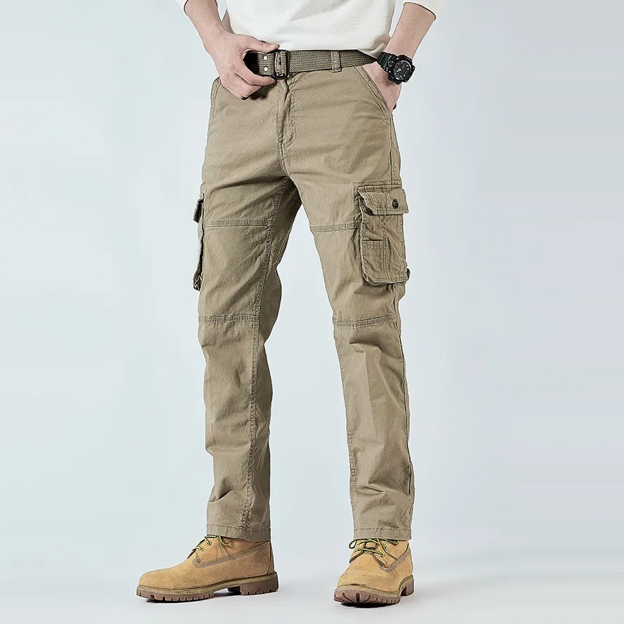 Pantalones Cargo para Hombre 2026, Corte Recto, Algodón Elástico, Pantalón Táctico Militar, para Campamento, Pesca, Trabajo, Casual, Color Caqui
