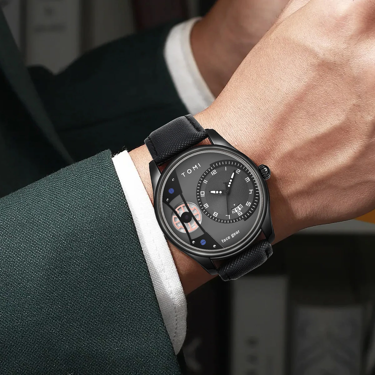 TOMI-Conjunto de caja de regalo para hombre, reloj de cuarzo minimalista de negocios, reloj desmontable de doble correa versátil de lujo, regalo de Festival