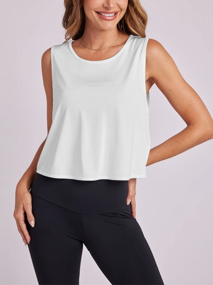 Camisetas sin mangas de Yoga con espalda cruzada transpirable para mujer, chaleco de entrenamiento para gimnasio y Fitness, camisetas deportivas sin mangas para correr de secado rápido personalizadas