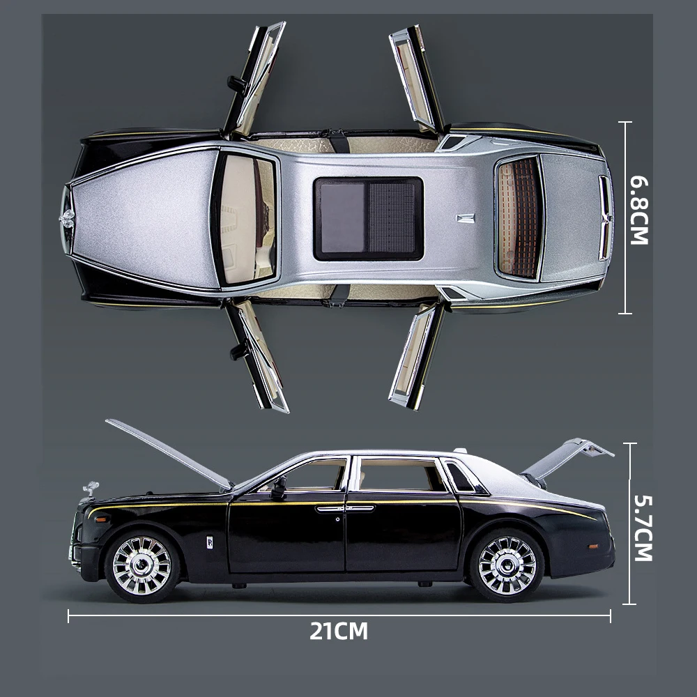 1/24 Rolls Royce Phantom coches de juguete fundidos a presión modelo simulado Pull Back limusina aleación de Zinc coche de juguete de Metal para niños colección de regalos