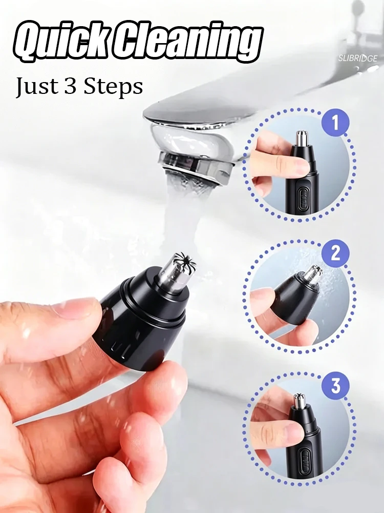 Recortador eléctrico de pelo de nariz y orejas, recargable por USB C, recortador profesional de acero inoxidable para hombres y mujeres