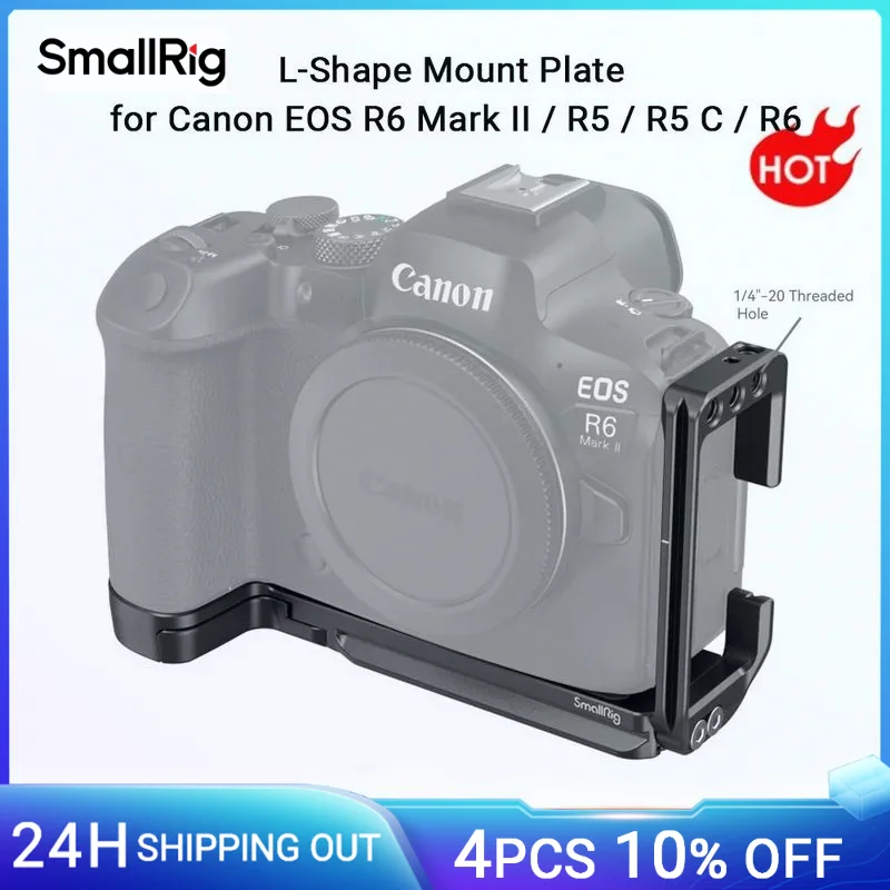 Placa de montaje SmallRig en forma de L para Canon EOS R6 Mark II / R5 / R5 C / R6 l-bracket con placas de liberación rápida Arca-Swiss-4160