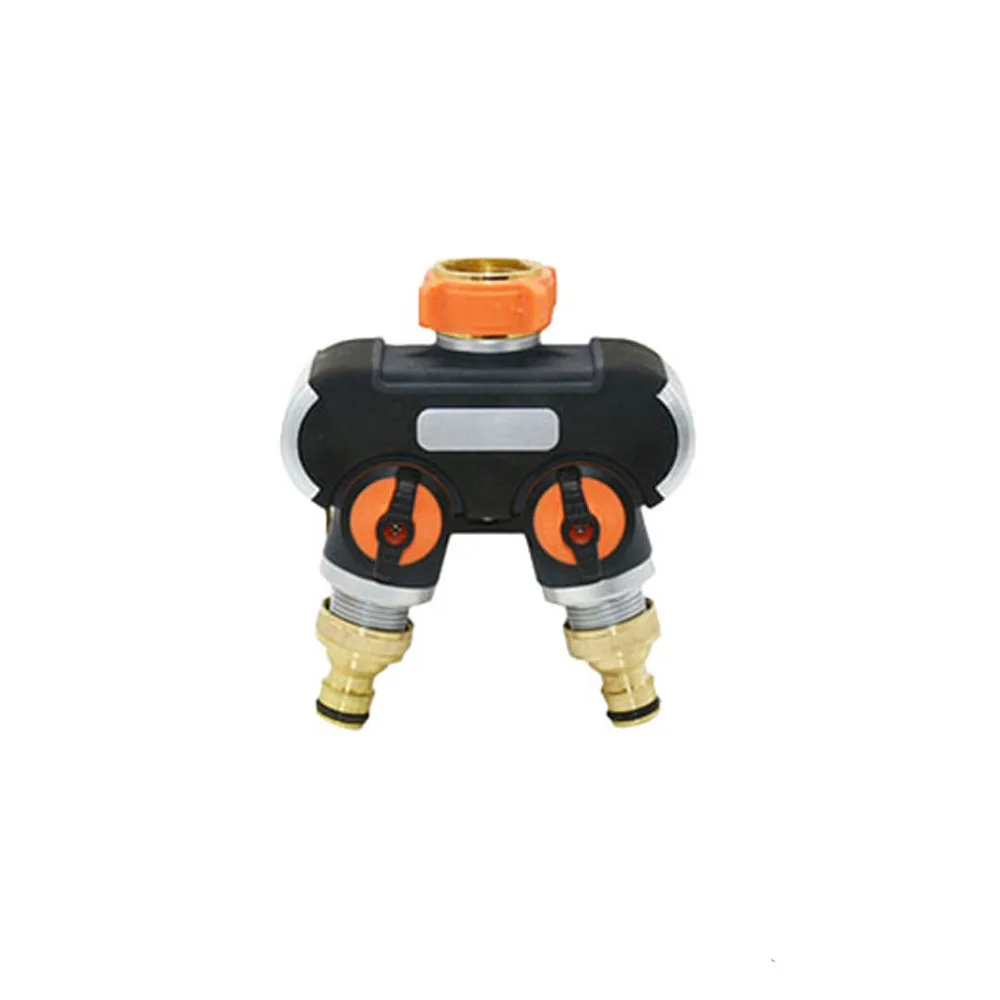 Divisor de manguera de jardín de latón de 3/4 pulgadas y 4 vías, grifo de jardín, distribuidor de conector de riego tipo Y para grifo exterior