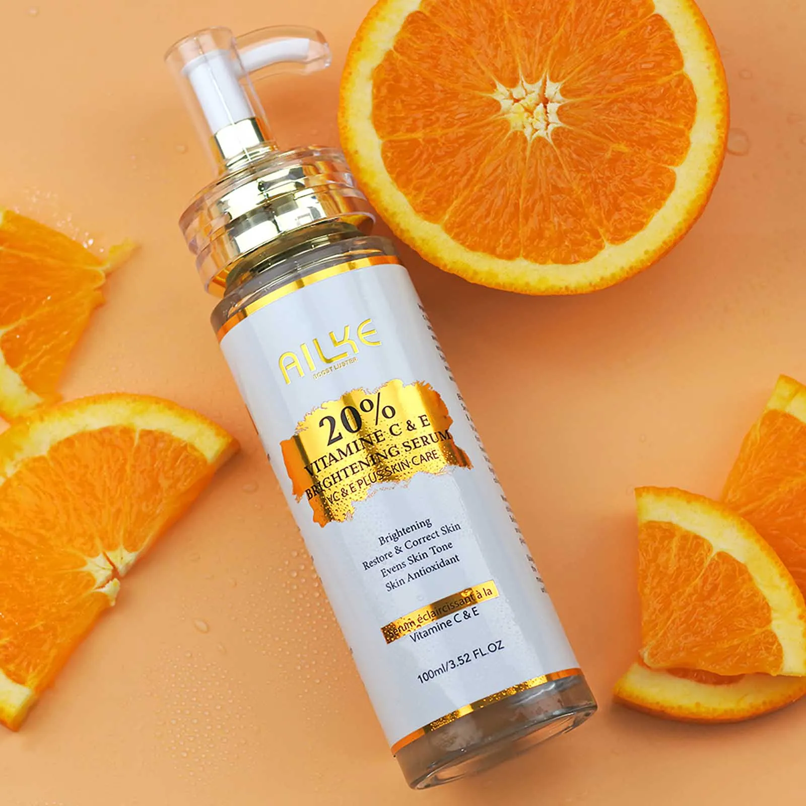 Suero Concentrado Iluminador con Vitaminas C y E de AILKE, Blanqueador, Hidratante, Limpia la Piel, Reduce las Manchas Oscuras, 100 ml/3.52 oz