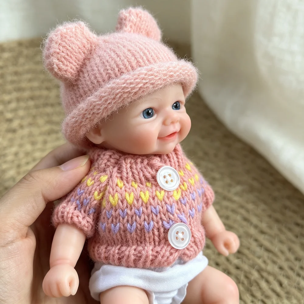 Muñeca Reborn Vivienne de Silicona de 6 Pulgadas, Realista, Suave, de Silicona Sólida, Lavable, Juguetes para Aliviar el Estrés