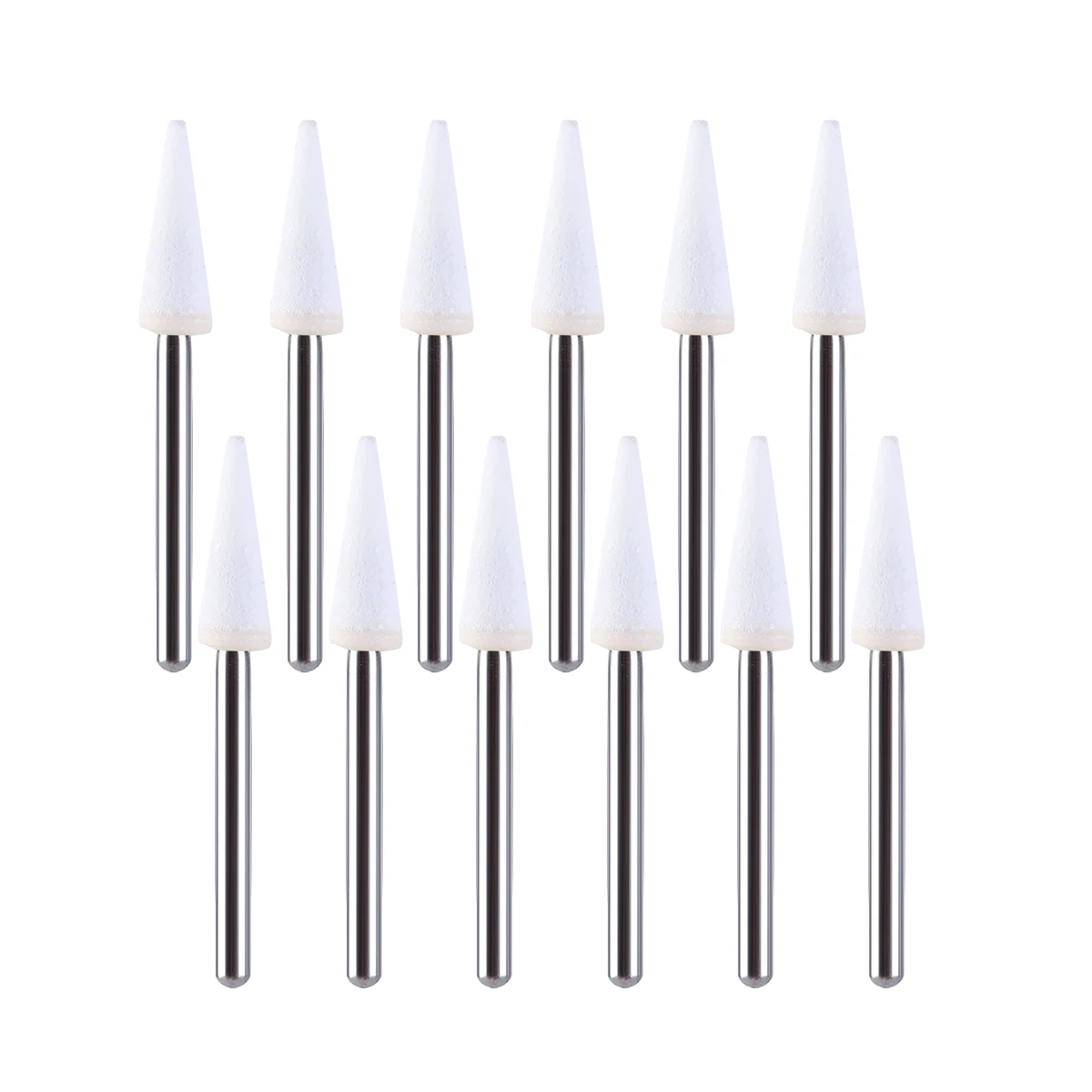 JUMTOP 12 unids/bolsa cono de llama Dental pulidor de piedra blanca redonda fresas FG