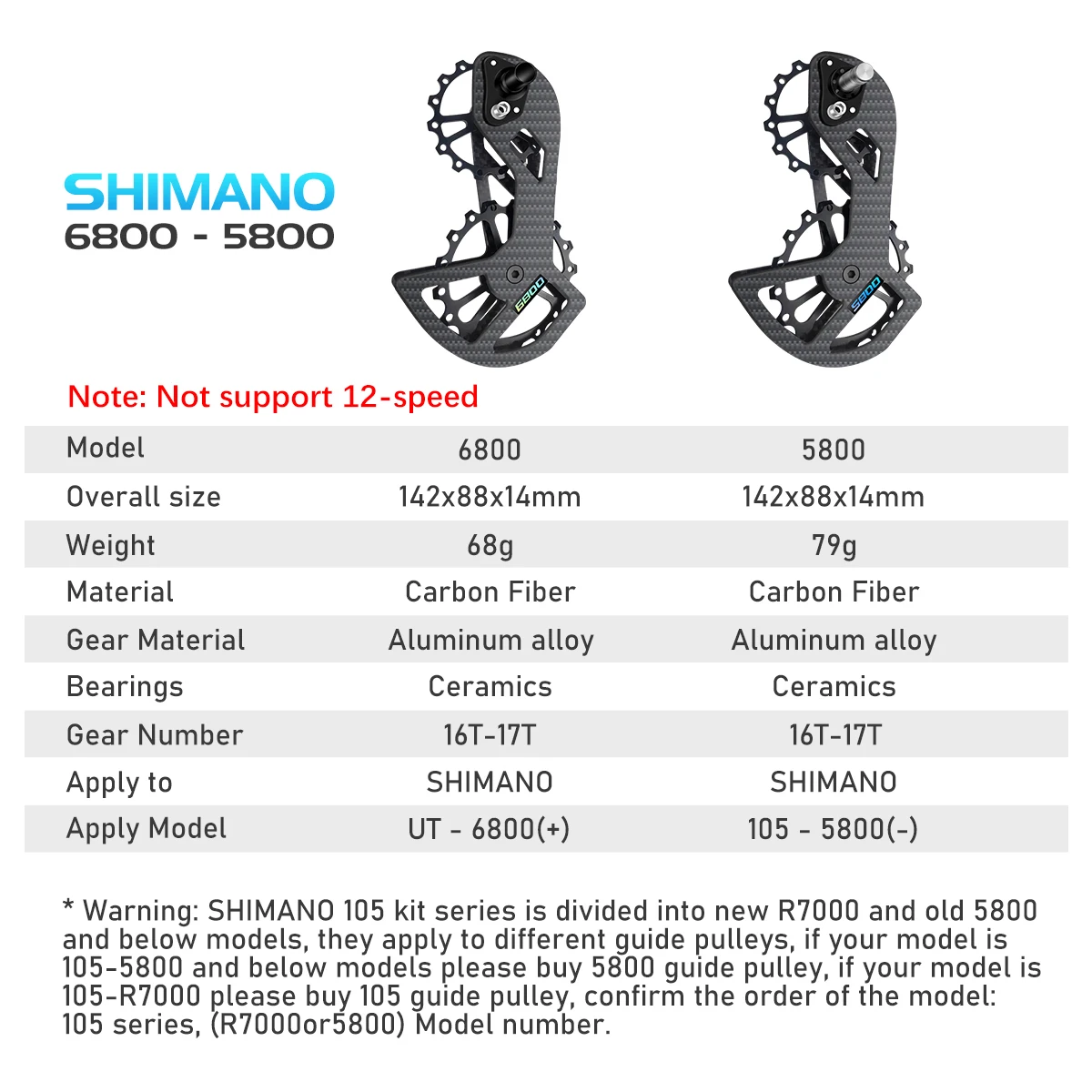 Rueda de rodamiento de cerámica LTWOO, rueda de guía de rueda trasera de fibra de carbono para Shimano 105/UT/Ultegra/DURA ACE