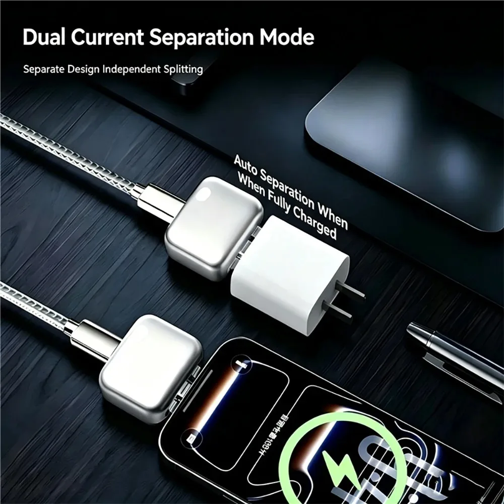 Separador Inteligente Tipo-C con Carga Completa, Apagado Automático, Protección Contra Sobrecarga, Carga Rápida PD de 140W, Adaptador de Apagado con Carga Completa