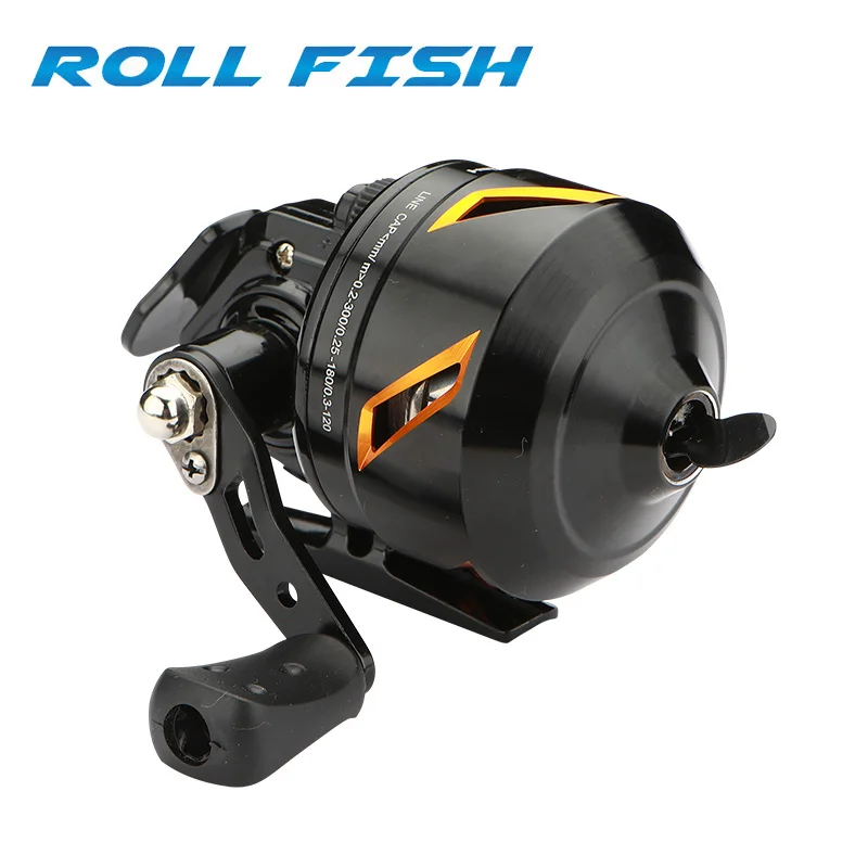Carrete de pesca con tirachinas ROLLFISH, agua salada, agua dulce, cuerpo cerrado de Metal, rueda de tiro para pesca al aire libre, relación de engranaje 3,9: 1 Max 8KG