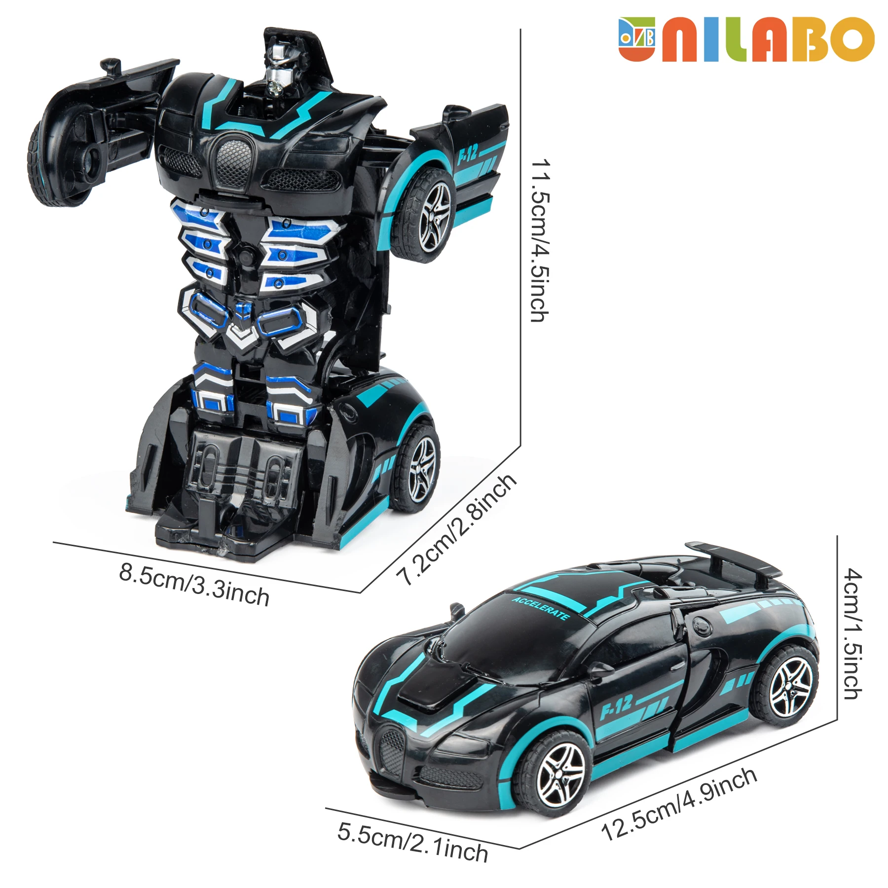 Juguetes de coche deportivo robot transformable, sin baterías, regalo educativo para niños, vehículo modelo colorido para aprender a jugar