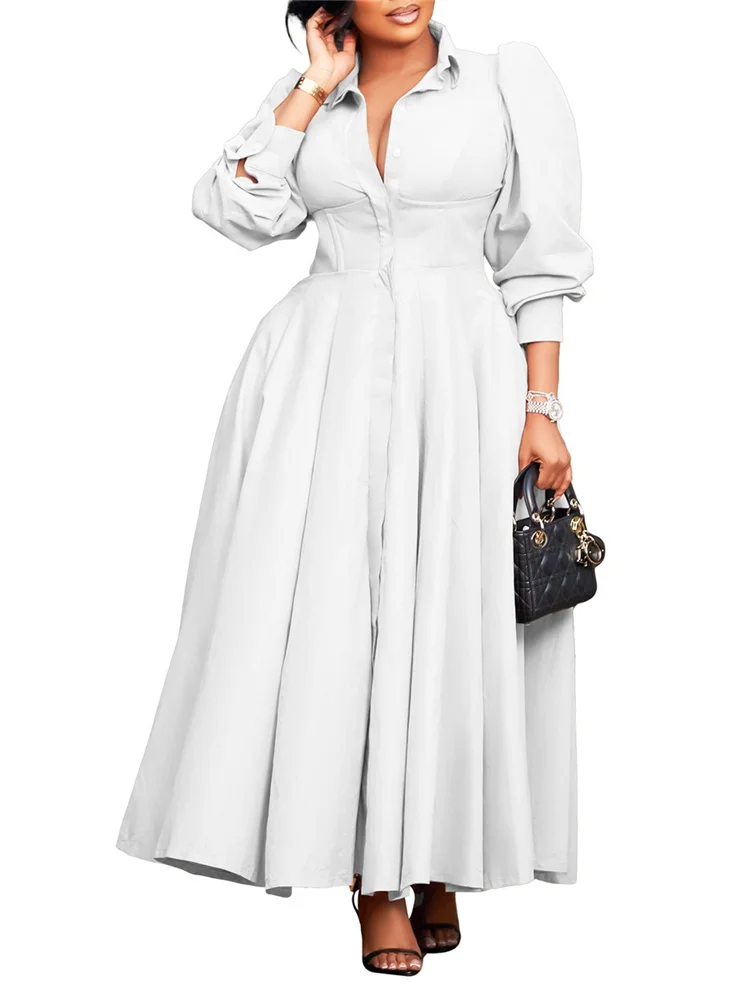 Vestido Wmstar para mujer, vestidos informales de manga larga con botones, ropa de calle a la moda, columpio grande, nueva ropa de primavera, venta al por mayor, triangulación de envíos