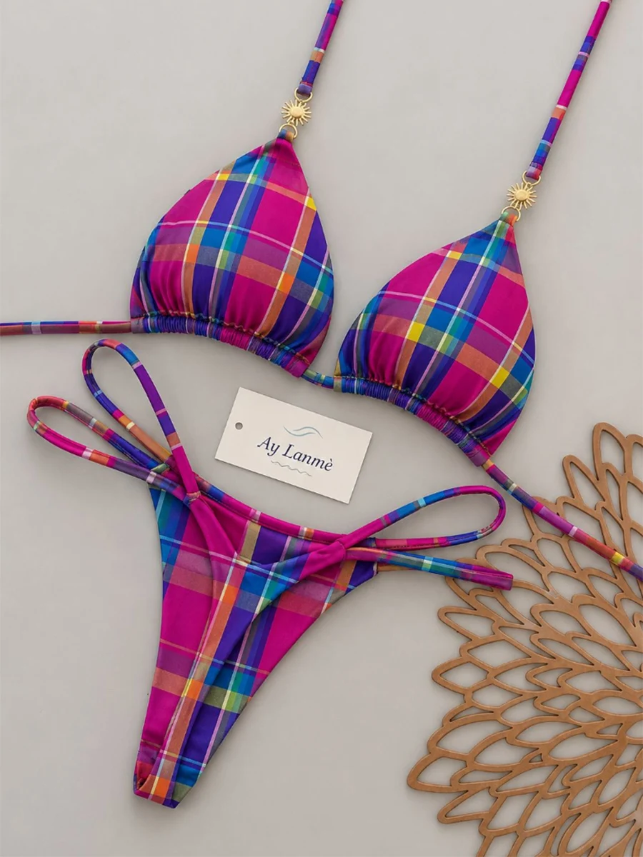 Micro Bikinis 2026, Traje de Baño Push-Up para Mujer, Traje de Baño Sexy, Conjunto de Bikini Brasileño, Tanga, Biquini, Traje de Baño Estampado Floral, Ropa de Playa
