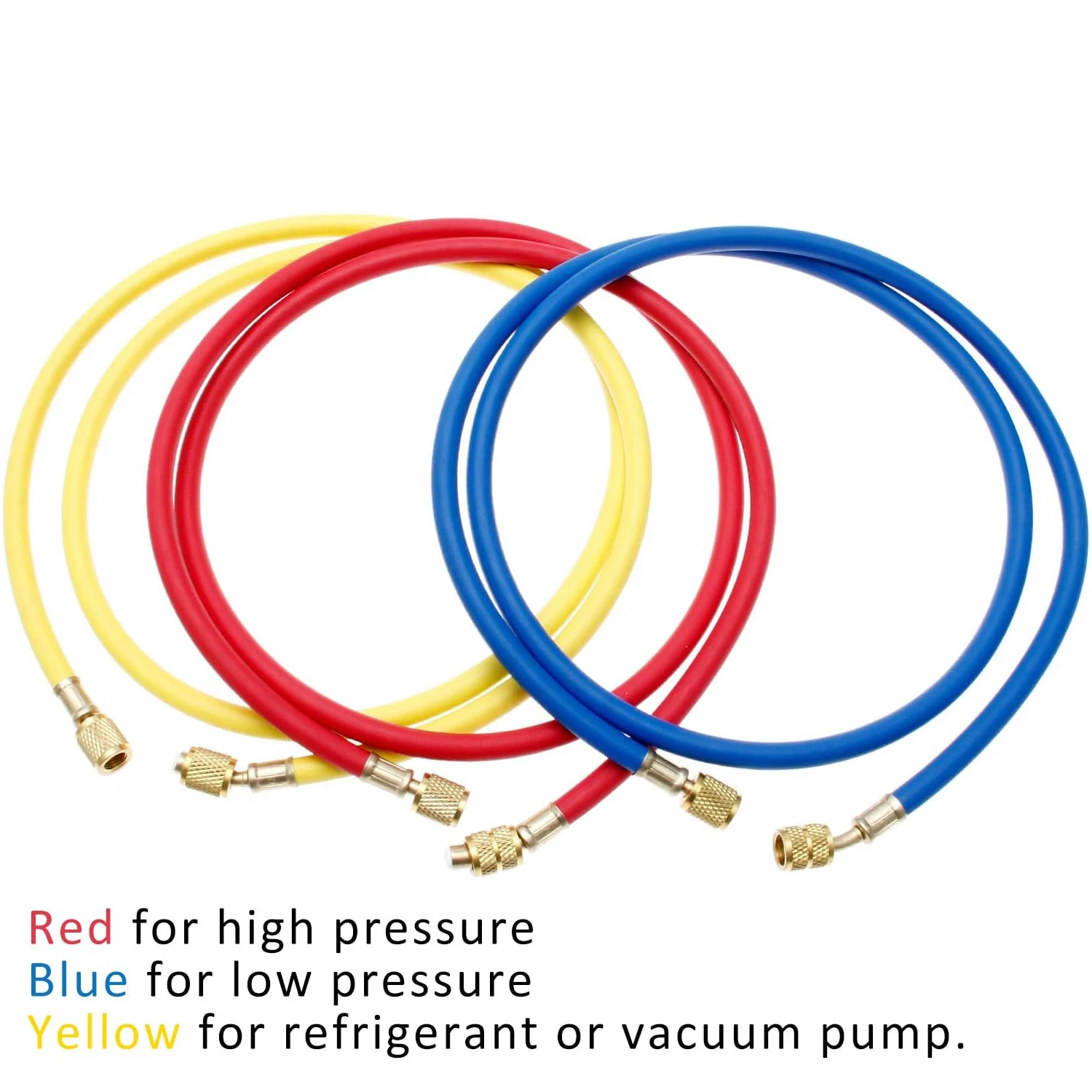 Juego de mangueras de carga de CA para refrigerante R410a, 3 colores, rosca SAE-5/16 de 1/4 ", presión de trabajo de 800-4000 PSI, compatible con R134a HVAC