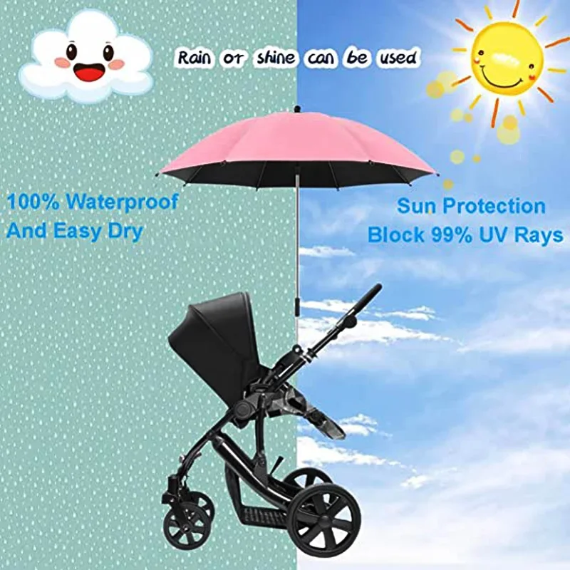 Sombrilla con protección UV para cochecito de bebé, cubierta Universal a prueba de lluvia con abrazadera, accesorios para cochecito de bebé