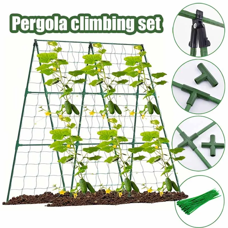 Kit de marco de escalada para plantas y verduras, marco en A para jardín, soportes para cultivo, apto para escalar, enrejado de pepino, tomates y uvas a prueba de herrumbre