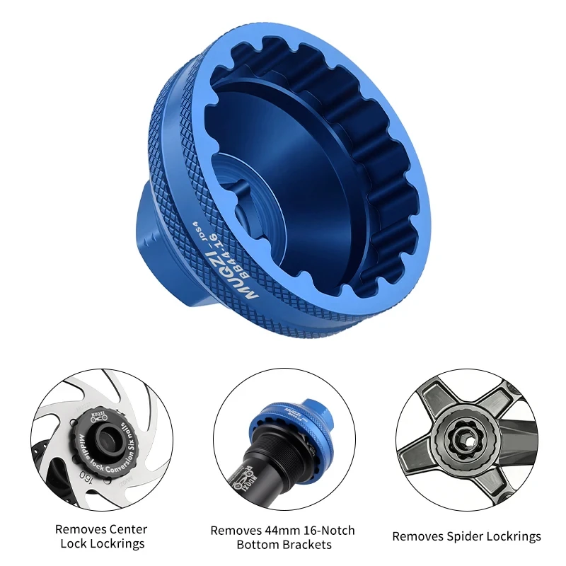 Herramienta para Pedalier de Bicicleta de Aleación de Aluminio con 16 Muescas, Llave de Extracción de Pedalier, Herramienta para Rotor Centerlock, Llave de Vaso para Bicicleta