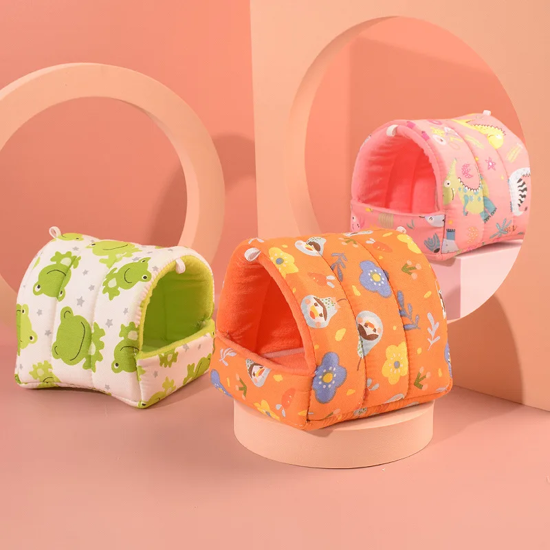 Mini jaula bonita para conejo, ardilla, estera de algodón cálida para invierno, nido de conejillo de indias, casa para hámster, Animal PEQUEÑO, cama para dormir, jaula colgante para mascotas
