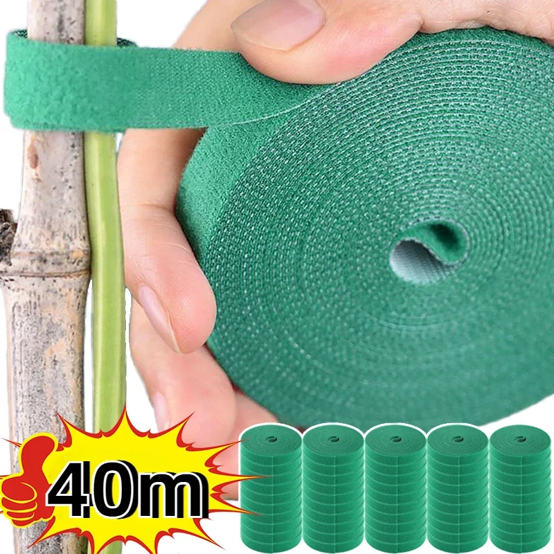 Brida para cables de nailon autoadhesiva, soporte de bucle de gancho ajustable verde para plantas, vendaje de hilo de jardín, tiras de cinta de sujeción reutilizables