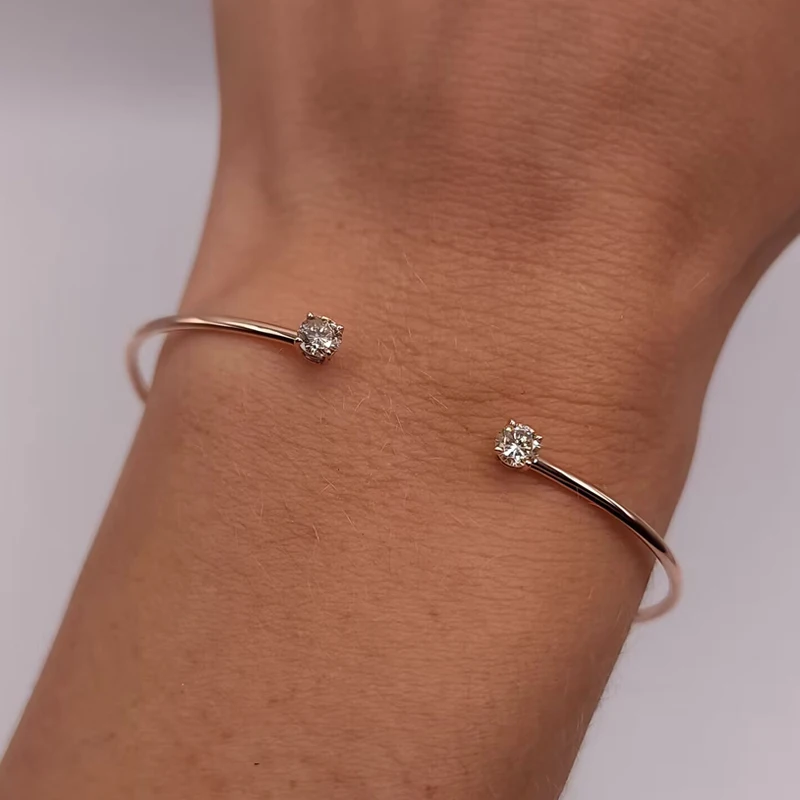 Anziw 5mm 0.5CT D VVS1 brazalete de moissanita pulsera de plata de ley 925 auténtica para mujer puños con apertura manual regalos de joyería fina