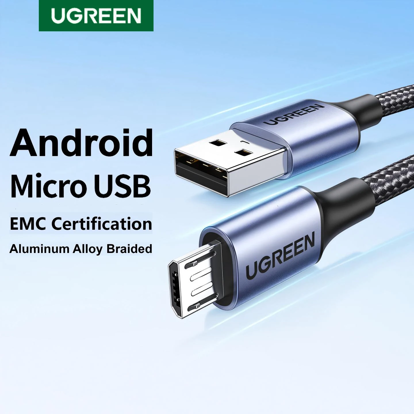 Cable UGREEN USB-A a Micro USB 2A, cable de carga rápida y transferencia de datos, cable trenzado para teléfono móvil Android, 25cm, 50cm, 1m, 2m, corto y largo.