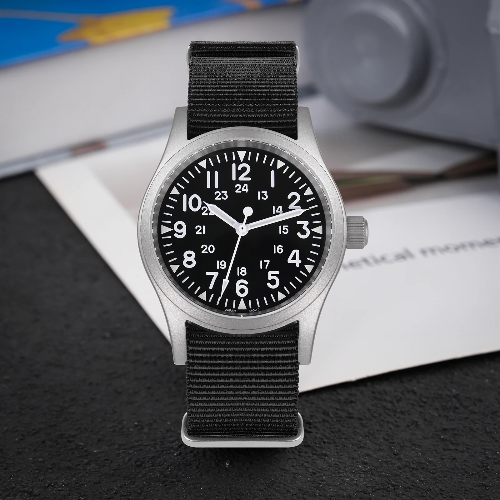 Reloj militar Militado ML05 VH31, movimiento de barrido, reloj de pulsera con cristal de zafiro abovedado, revestimiento AR de alta claridad, relojes Vintage de 38mm