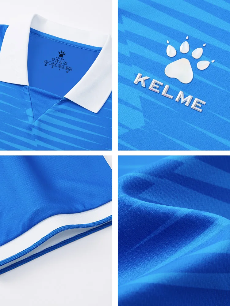 Camiseta de fútbol Kelme, deportes, ocio, correr, gimnasio, ejercicio, entrenamiento, camiseta de manga corta elástica de secado rápido, Polo para hombre
