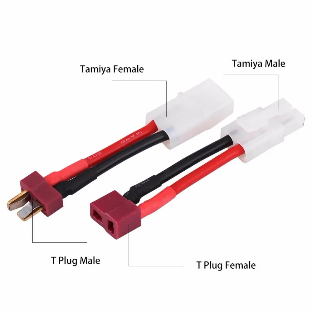 Adaptador hembra/macho Deans T enchufe a conector Tamiya Cable de conversión 16AWG Airsoft Gun batería para RC Drone coche barco batería