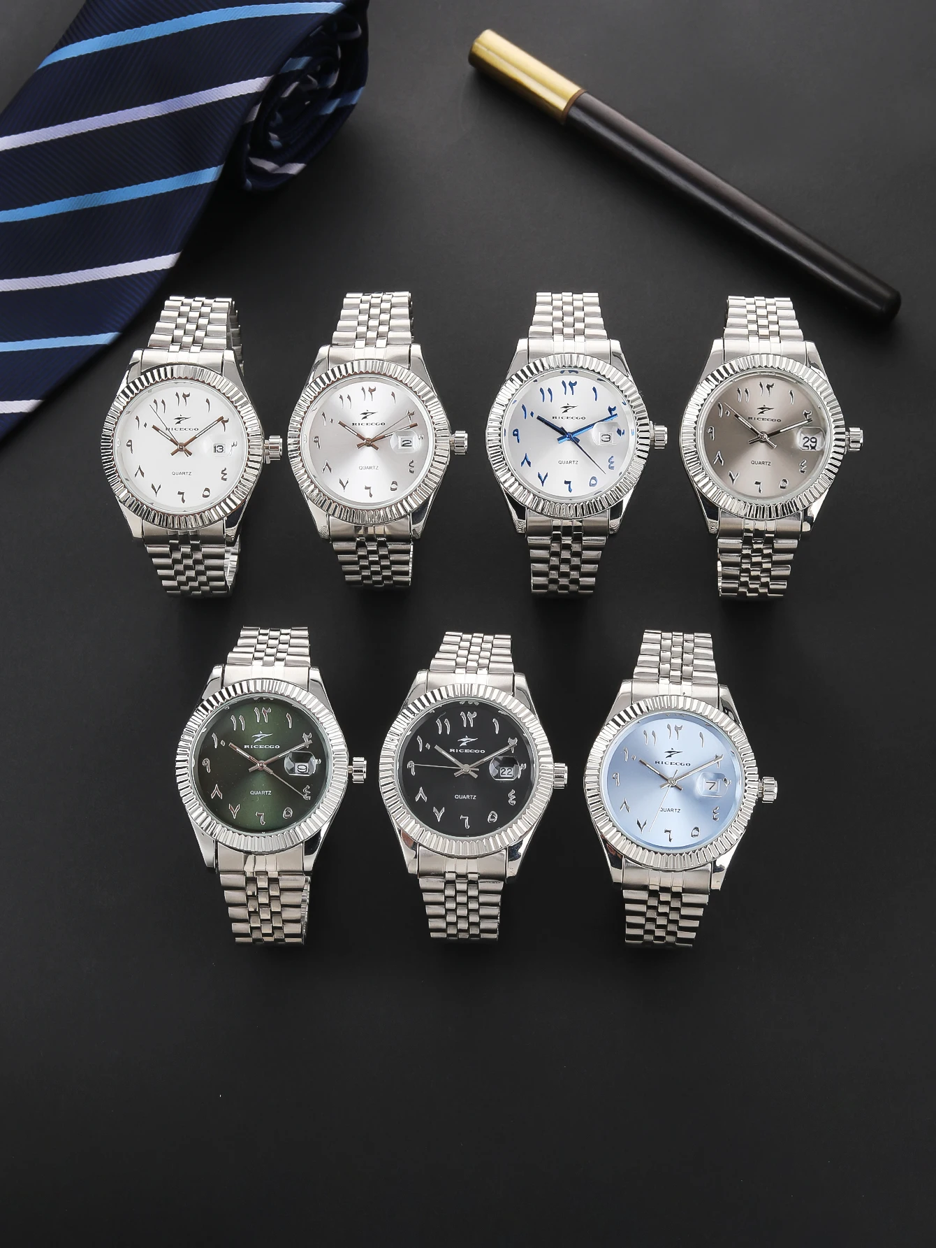 Relojes de moda para hombre con fecha, reloj deportivo informal de lujo de alta gama, relojes de pulsera clásicos de cuarzo de negocios para hombre de acero inoxidable