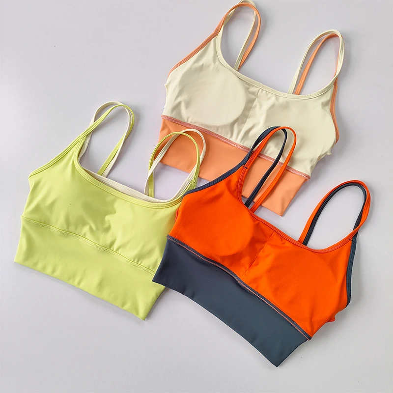 Sujetador deportivo para mujer, chaleco de Yoga con doble correa para el pecho, absorbente de golpes, de secado rápido, moldeador, Fitness, verano