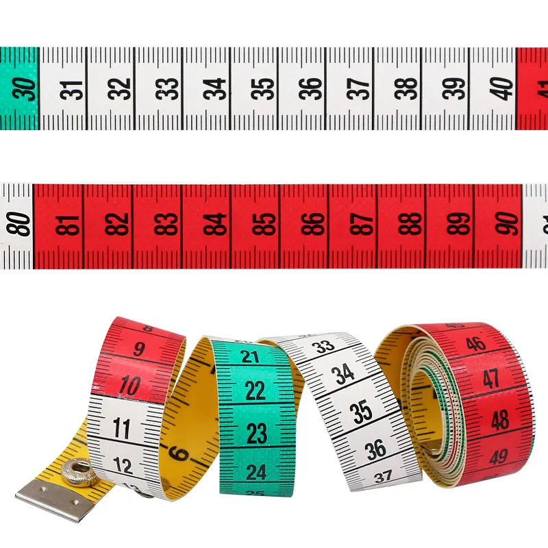 Cinta métrica de doble cara, regla de costura de 150cm/60 pulgadas con botón a presión, herramientas de medición a medida, cinta de banda suave, Regla de medición corporal