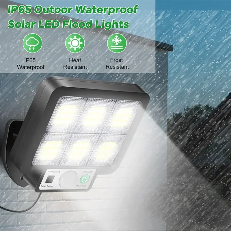 Lámpara LED Solar de pared dividida, 3 modos, impermeable, Sensor de movimiento, iluminación de calle de jardín, luz de pared de seguridad para garaje