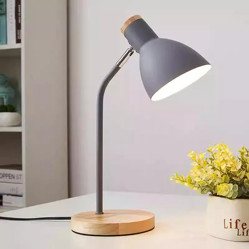 Lámpara LED nórdica creativa para sala de estar, decoración de escritorio de aprendizaje de macarrón moderna y sencilla de madera maciza