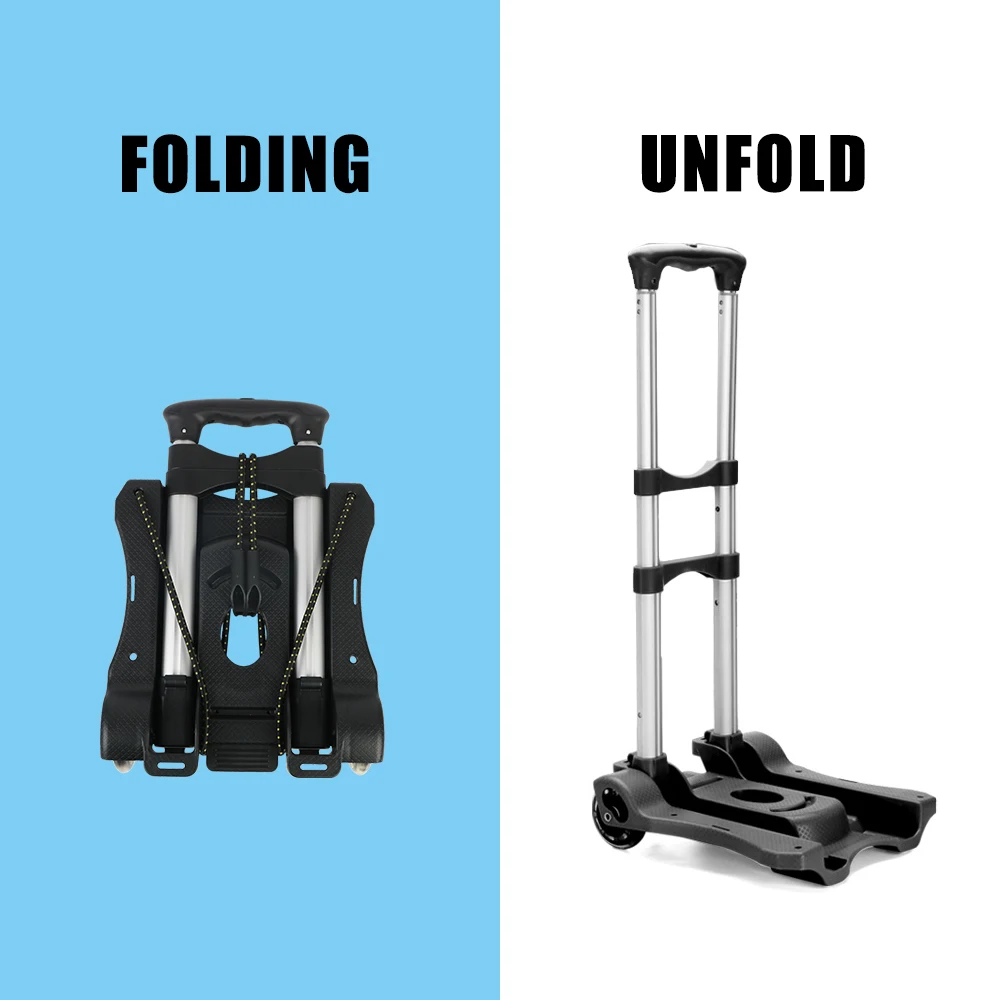 Carrito portátil de dos ruedas para el hogar, carrito de equipaje plegable de 35kg, resistente, para viajes, compras