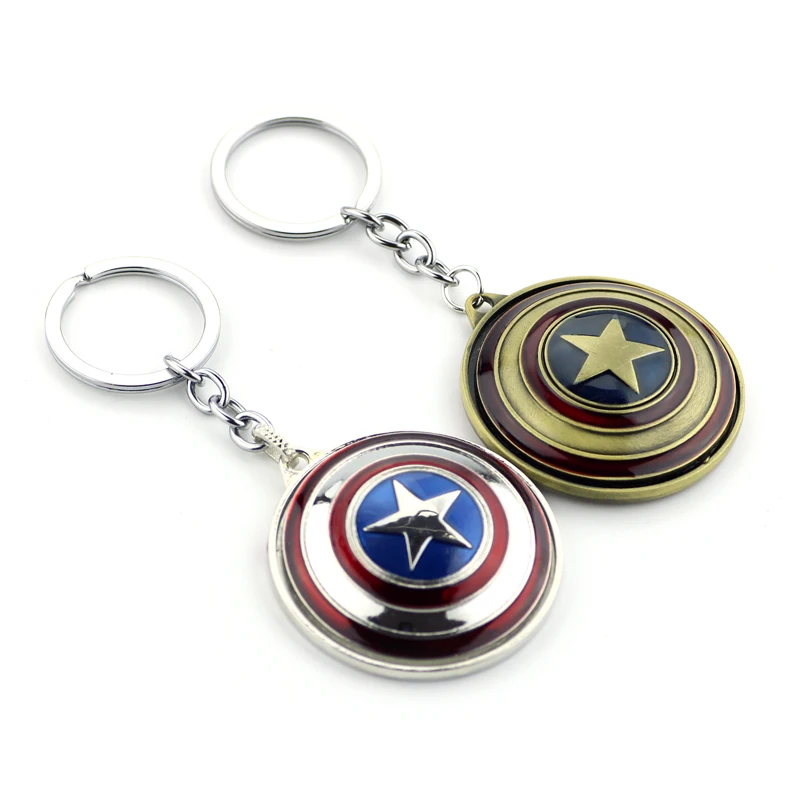 Llavero con Escudo del Capitán América, Divertido y Creativo, Giratorio, Superhéroe de los Vengadores, Accesorio para Mochila y Llaves de Coche