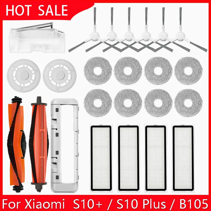 Piezas de accesorios para Robot aspirador Xiaomi S10 Plus / S10 + / B105, Cepillo Lateral principal, filtro Hepa, paño de mopa, accesorios de repuesto