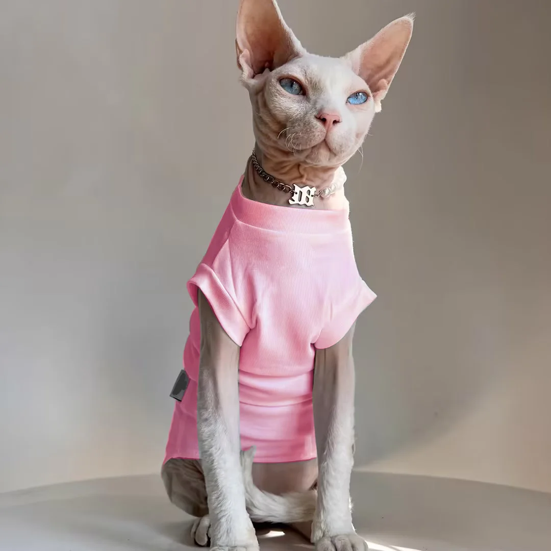 Sphynx-ropa para gatos, chaleco de algodón sin pelo para gatos, 100% de algodón suave para verano, chaleco fino sin mangas, ropa para gatos para Devon, Cornish