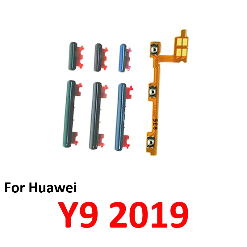 Para Huawei Y9 2019, Nuevo Botón de Encendido/Apagado y Volumen, Tecla Externa Interna, Cable Flexible, Piezas de Repuesto, Negro, Verde, Azul