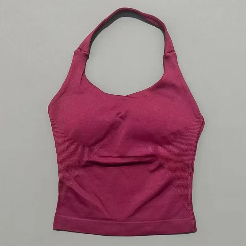 Top Deportivo Halter para Mujer, Sin Costuras, para Yoga, Pilates, Fitness, Entrenamiento, Running, Gimnasio, Transpirable
