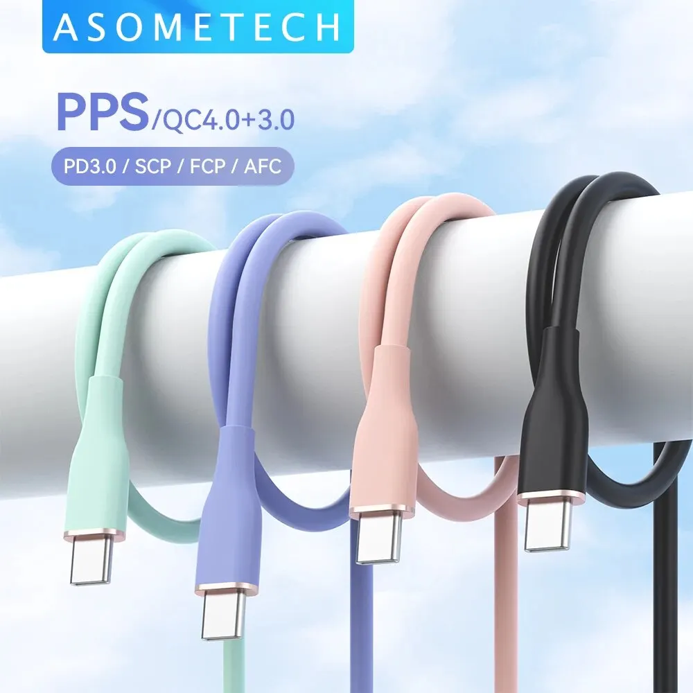 ASOMETECH 2M 60W Cable USB C rápido Cable tipo C Cable de datos de carga rápida cargador Cable USB C para Samsung S21 S20 A51 Xiaomi Mi 10