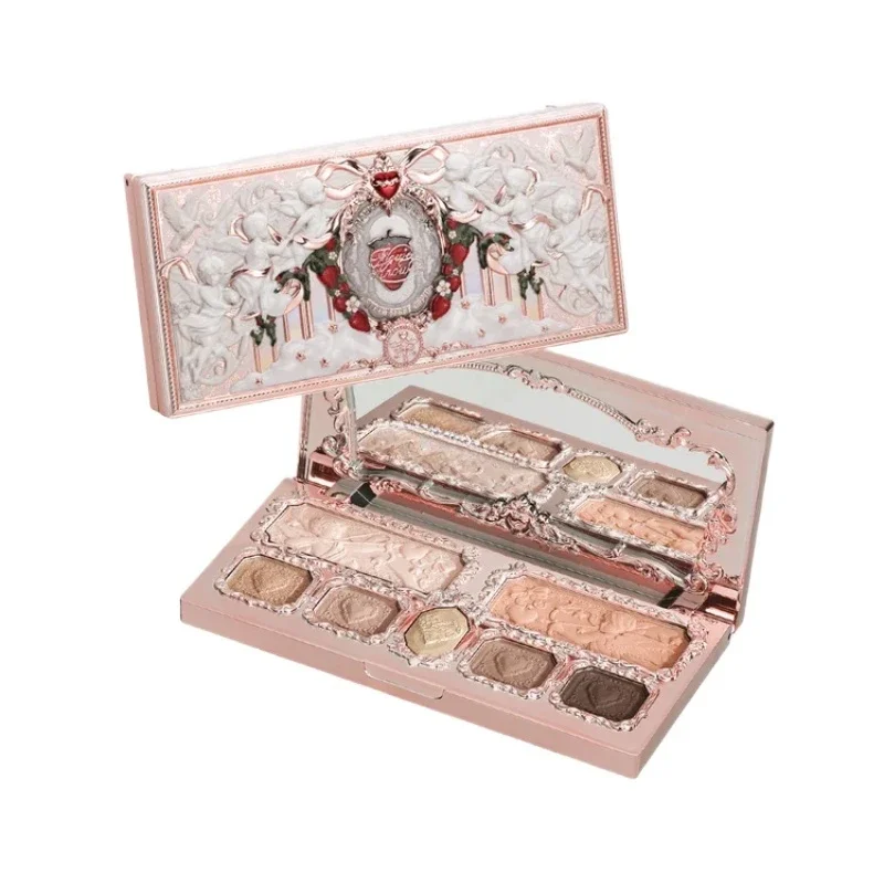Paleta de Maquillaje Facial Flower Knows Strawberry Cupid Collection, Rubor, Sombra de Ojos, Iluminador, Paleta de Bronceador Facial Flower Know