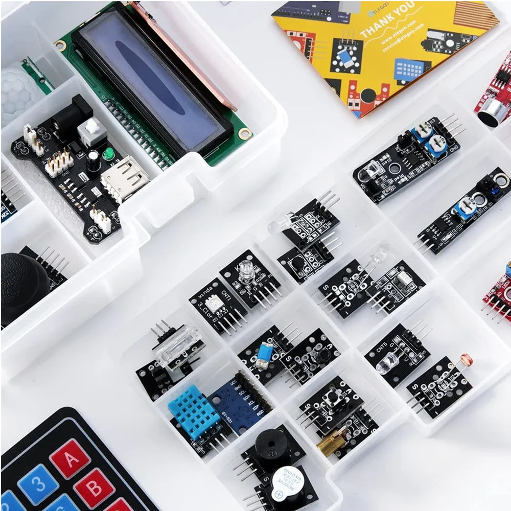 Kit de Módulos de Sensores ELEGOO Mejorado 37 en 1 con Tutorial, Compatible con Arduino ®   IDE — para UNO R3, MEGA, Nano DIY Electronic K