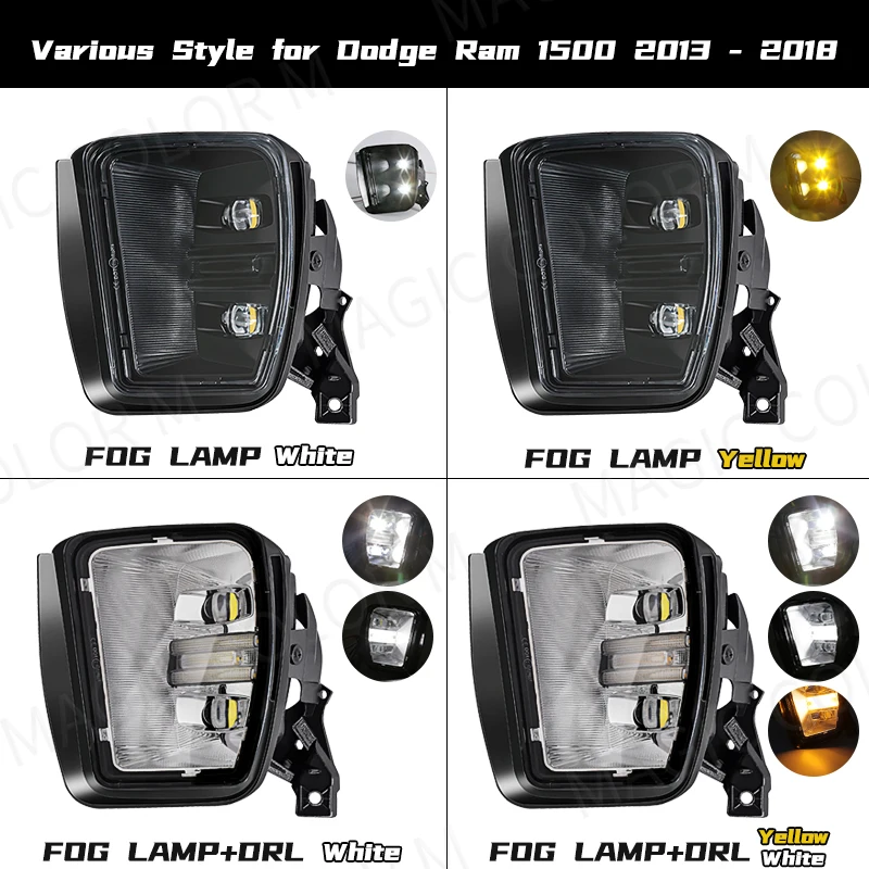 Lámpara antiniebla LED luces de circulación diurna para Dodge Ram 1500 2013 2014 2015 2016 2017 2018 señal de giro DRL accesorios de coche blanco amarillo