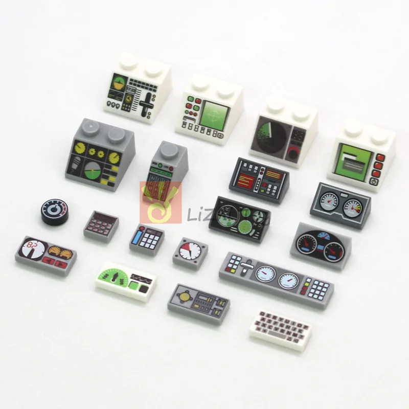 20 piezas medidor de instrumentos de azulejos impreso, teclado de tablero, Panel central de Control, bloques de construcción compatibles con 85984 3039 3070 3069