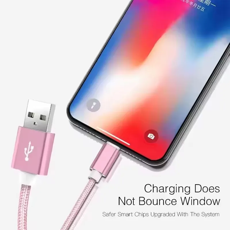 Cable trenzado de carga rápida USB para iPhone 11, 12, 13 Mini, 14 Pro Max, iPhone 7, 8, 14 Plus, X, XR, XS Max, cable de carga rápida.