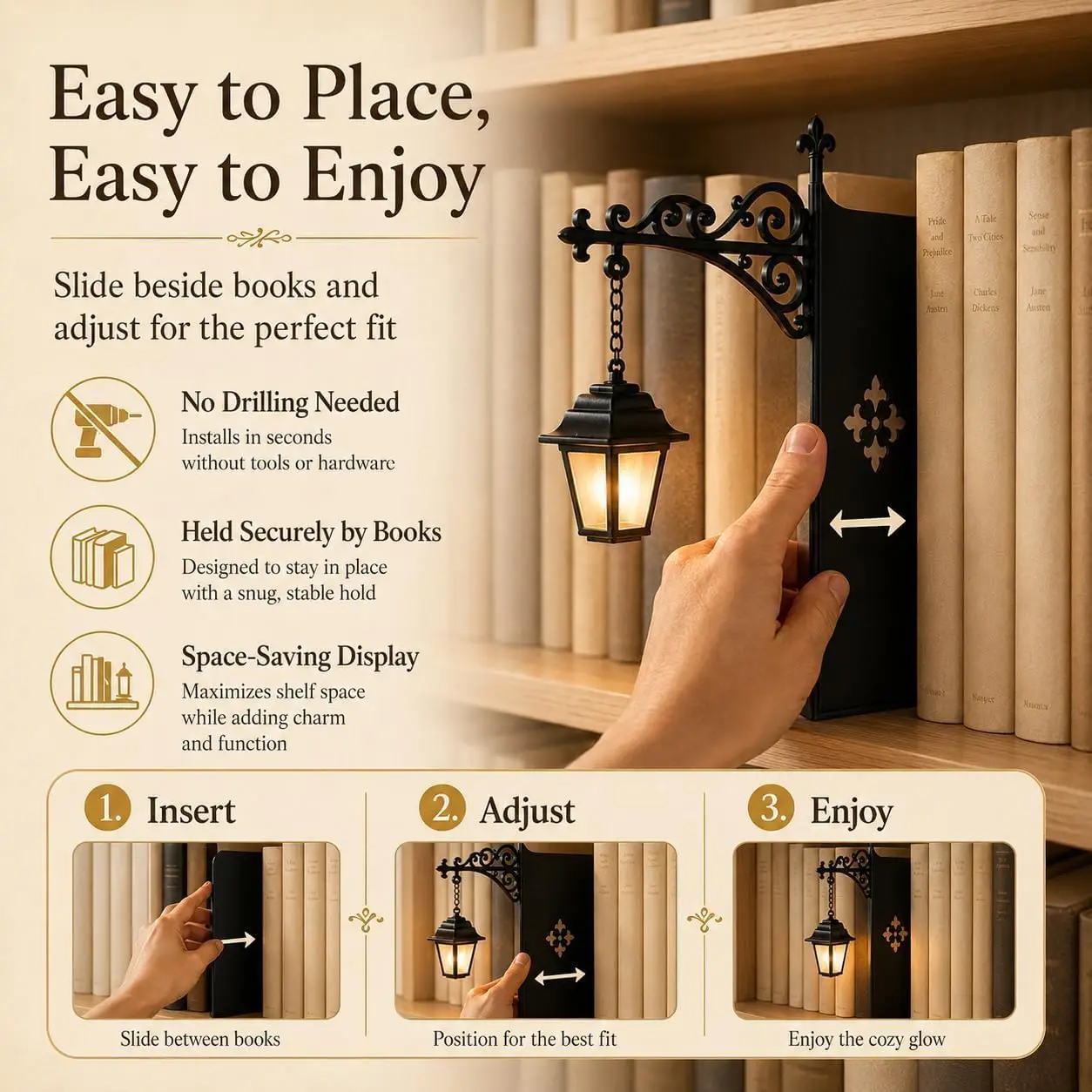 Lámpara LED Vintage con Forma de Farola para Rincón de Lectura, Decoración para Estantería, Luces de Hadas en Miniatura, para Hogar, Biblioteca, Sala de Lectura, Oficina, Regalo para Amantes de los Libros