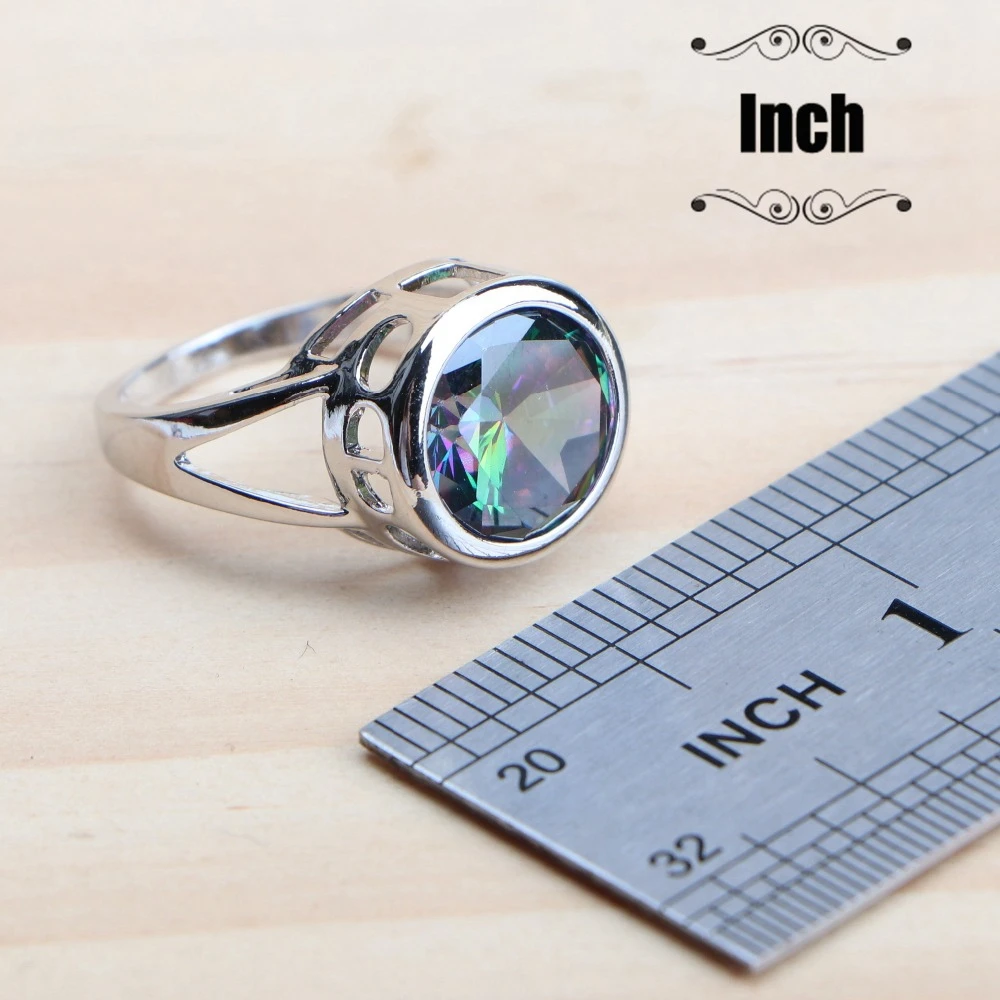 Conjuntos de joyería de plata de ley 925 para mujer, pendientes de circón de arcoíris mágicos naturales, anillo, pulseras, colgante, conjunto de collar de boda