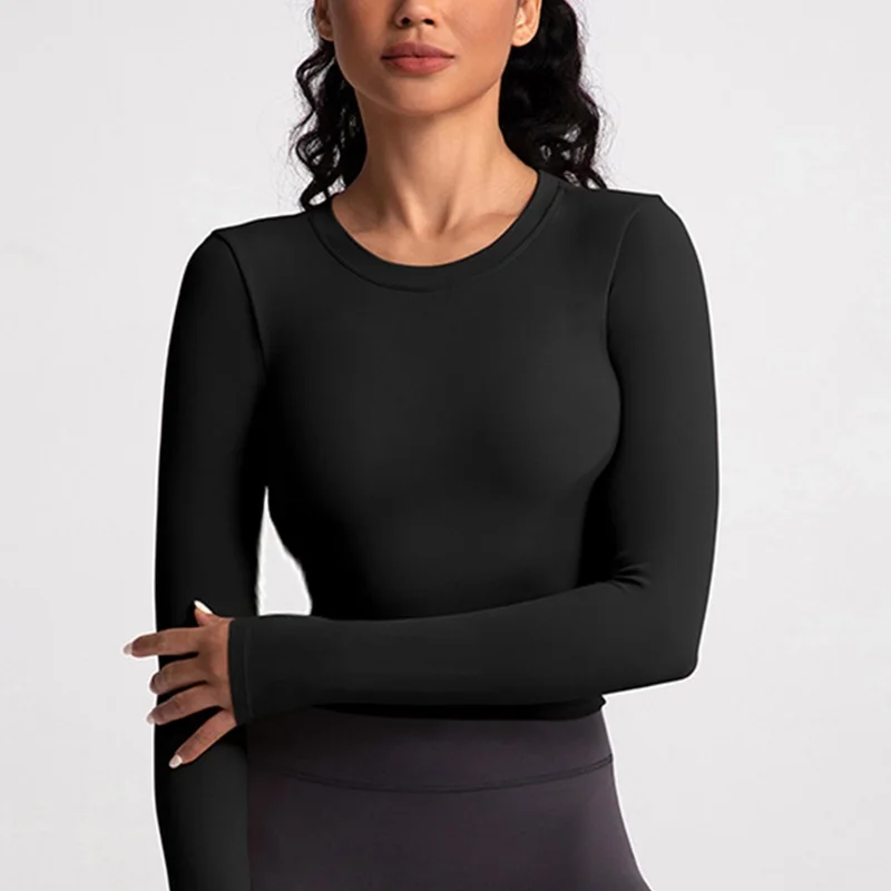 Cloud Hide-camisetas de Yoga negras con espalda de belleza para mujer, blusa de manga larga de talla grande, Top deportivo para gimnasio, camiseta para correr, camiseta de entrenamiento
